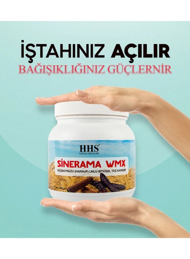 أتش أتش أس مسحوق مكمل غذائي عشبي من دقيق الخروب الطبيعي من HHS Sinerama WMX، 500 غرام - Image 2